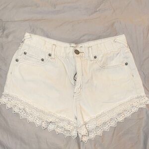 Free People Denim White Lace Shirts
